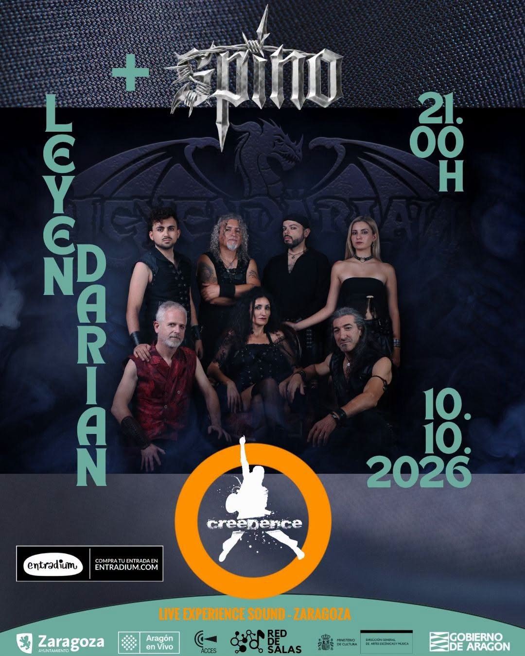 Cartel Sala Creedence Zaragoza con Spino